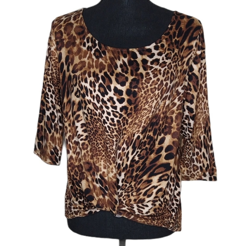 Anthropologie W5 Leopard Knot Front Twist Tie Top Size Medium